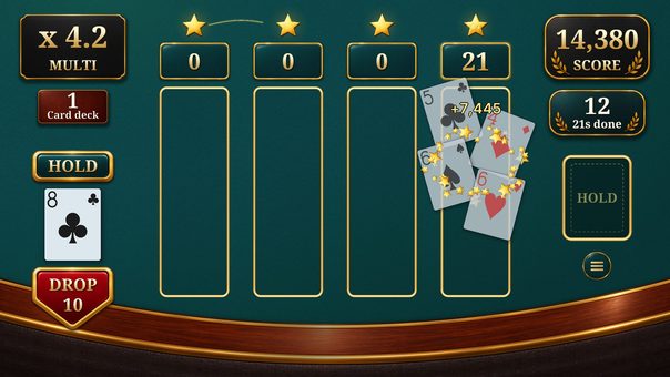 All four stars lit on the petrol table, four cards fly off for the bonus