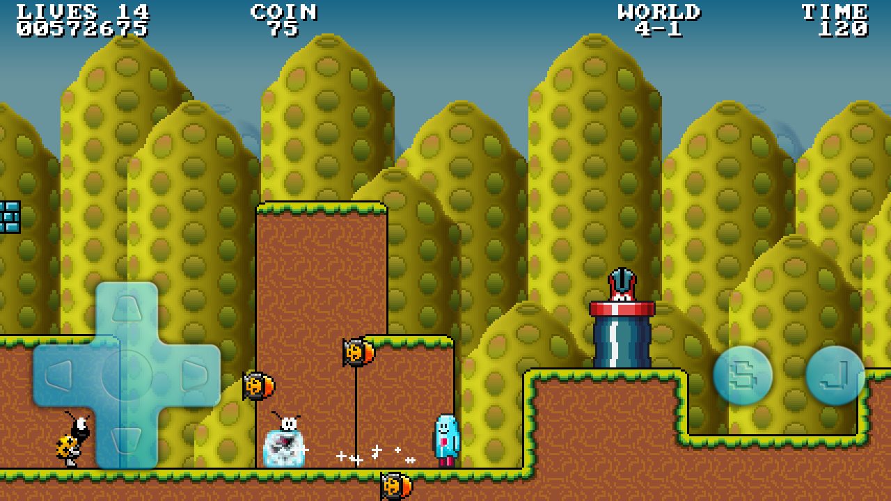 A level in the yellow hill world with coins, blocks and a spring